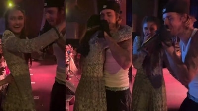 Alaviaa Jaaferi and Justin Bieber at Anant Ambani, Radhika Merchant's sangeet.