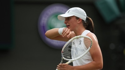 Poland's Iga Swiatek reacts during her third round match against Kazakhstan's Yulia Putintseva (REUTERS)