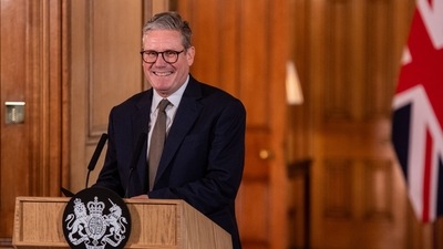 Keir Starmer, UK prime minister, speaks during a news conference following his first cabinet meeting, at Downing Street in London, UK, on Saturday, Jul. 6, 2024. A former Bank of England economist, the first Black Briton to attend Harvard Law School and an ex-union worker are among those given top jobs in Britain�s first Labour government in 14 years. Photographer: Chris J. Ratcliffe/Bloomberg (Bloomberg) Keir Starmer, UK prime minister, speaks during a news conference following his first cabinet meeting, at Downing Street in London, UK, on Saturday, Jul. 6, 2024. A former Bank of England economist, the first Black Briton to attend Harvard Law School and an ex-union worker are among those given top jobs in Britain�s first Labour government in 14 years. Photographer: Chris J. Ratcliffe/Bloomberg (Bloomberg)