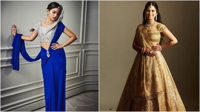 Isha Ambani wears a Schiaparelli saree and the first and last lehenga ever designed by Maison Valentino. (Instagram) Isha Ambani wears a Schiaparelli saree and the first and last lehenga ever designed by Maison Valentino. (Instagram)