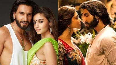 Ranveer Singh with co-star Alia Bhatt and wife Deepika Padukone. (Instagram) Ranveer Singh with co-star Alia Bhatt and wife Deepika Padukone. (Instagram)