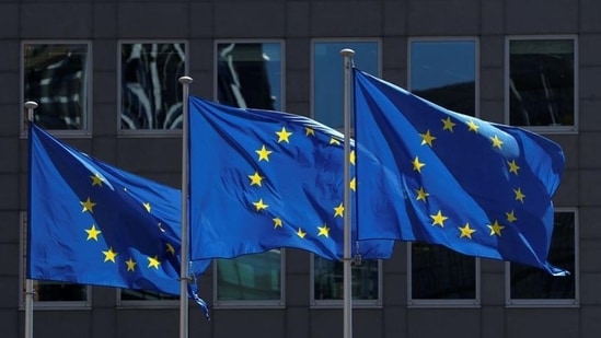 European Union flags outside the European Commission headquarters in Brussels, Belgium. (Reuters)