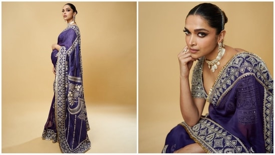 Deepika Padukone undoubtedly stole the show as one of the best-dressed celebs of the night, showcasing her baby bump in a stunning purple saree. The Kalki 2898 AD actor dazzled in a Bhadra Sanjali five-yard saree, featuring intricate embroidery that pays homage to Indian craftsmanship.(Instagram/@deepikapadukone)