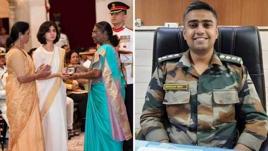 Capt Anshuman Singh's mother and widow receive his Kirti Chakra from President Droupadi Murmu.