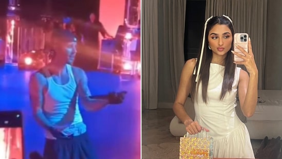 The image shows Jaaved Jaaferi’s daughter Alaviaa, who got a hug from Justin Bieber at Anant Ambani and Radhika Merchant’s sangeet. (Screengrab, Instagram/@alaviaajaaferi)