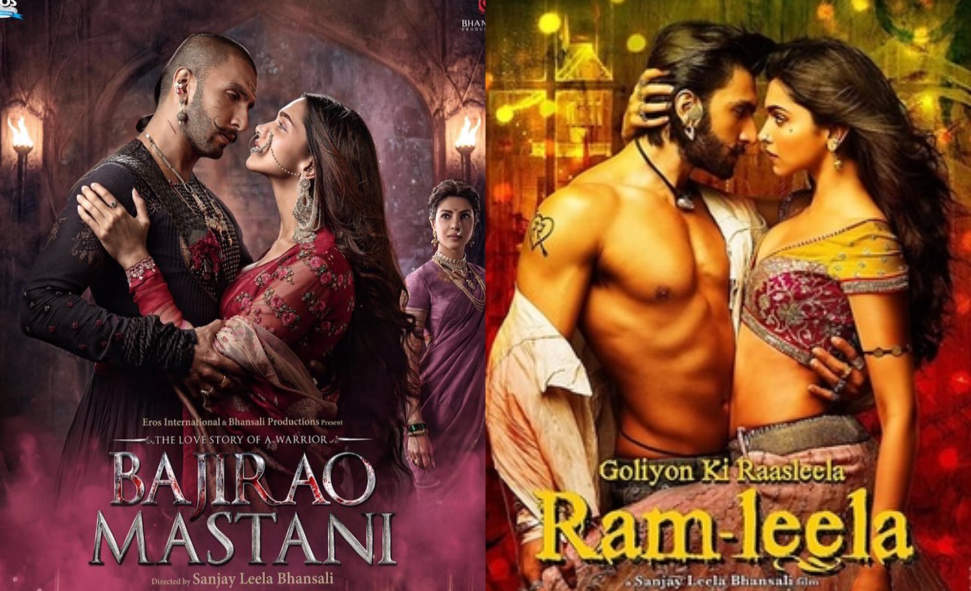 Ranveer Singh and Deepika Padukone in Bajirao Mastani and Goliyon Ki Raasleela: Ram-Leela.