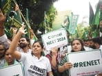 A protest in Patna, over alleged NEET irregularities. (HT)(HT_PRINT)
