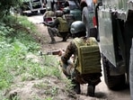 Indian Army soldiers stand guard at the encounter site where a jawan was killed in a gunfight with terrorists in Kulgam on Saturday. Indian Army soldiers stand guard at the encounter site where a jawan was killed in a gunfight with terrorists in Kulgam on Saturday.