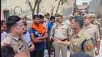 After the incident, senior police officers reached the spot along with a heavy police force in Bhoyra village to control the situation. (HT Photo) After the incident, senior police officers reached the spot along with a heavy police force in Bhoyra village to control the situation. (HT Photo)