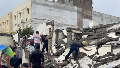 A six-storey building collapsed in Sachin Pali village in Surat on Saturday afternoon (Twitter Photo) A six-storey building collapsed in Sachin Pali village in Surat on Saturday afternoon (Twitter Photo)