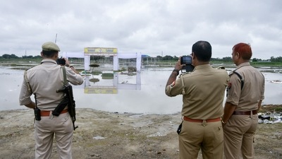Hathras, July 04 (ANI): A team of police personnel investigate the 'Satsang' event site where the stampede incident occurred, in Hathras on Thursday. At least 121 people lost their lives in the stampede incident that happened on July 2. (ANI Photo/Mohd Zakir) Hathras, July 04 (ANI): A team of police personnel investigate the 'Satsang' event site where the stampede incident occurred, in Hathras on Thursday. At least 121 people lost their lives in the stampede incident that happened on July 2. (ANI Photo/Mohd Zakir)