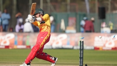 Chasing the massive target, Zimbabwe's Brian Bennett gave them an explosive start, but he failed to convert the start into a big score and was dismissed on 26 by Mukesh Kumar. (AP)