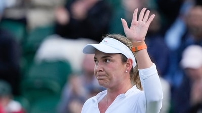 Donna Vekic of Croatia reacts after winning her fourth round. (AP)