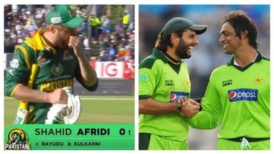Afridi was trolled by fans for his golden duck dismissal against India Champions (X-Getty Images)