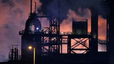 Tata Steel's Port Talbot steel production plant is seen at night time (Toby Melville/Reuters)