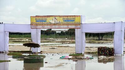 The pandal at the site of the ‘satsang’ in Hathras where the horrific tragedy occur (Sakib Ali/HT Photo)