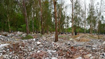 Waste dumped illegally at Sector-29 near Leisure valley park. (Parveen Kumar) Waste dumped illegally at Sector-29 near Leisure valley park. (Parveen Kumar)