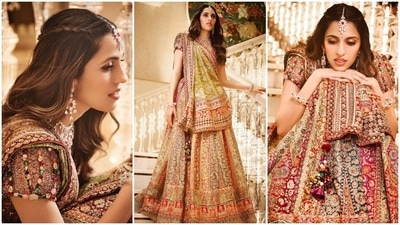 Earlier, Shloka wore a colourful lehenga set for the Dandiya night celebrations for Anant Ambani and Radhika Merchant's wedding. She donned a traditional Jamawar shawl-inspired multi-coloured lehenga by Tarun Tahiliani.&nbsp;It features intricate Kasheeda work over hand-painted artworks, further accentuated with Kundan. She paired the lehenga with complementing bejewelled sleeve blouse and dupatta. (Instagram)