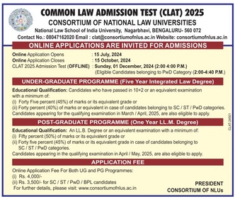 CLAT 2025 notiifcation (consortiumofnlus.ac.in) CLAT 2025 notiifcation (consortiumofnlus.ac.in)