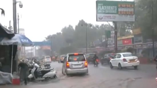 Heavy rain lashes parts of Dehradun in Uttarakhand, leading to the inundation of roads. (File)(ANI) Heavy rain lashes parts of Dehradun in Uttarakhand, leading to the inundation of roads. (File)(ANI)