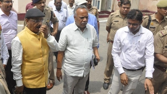 The judicial commission team in Hathras on July 7. (HT photo)