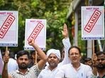 A protest being held over the alleged irregularities in NEET 2024 at Jantar Mantar on Monday. (Sanchit Khanna/HT Photo) A protest being held over the alleged irregularities in NEET 2024 at Jantar Mantar on Monday. (Sanchit Khanna/HT Photo)