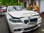 Mumbai: A damaged BMW car, which was allegedly involved in an accident that killed a woman, parked at Worli Police Station, in Mumbai, Sunday, July 7, 2024. (PTI) Mumbai: A damaged BMW car, which was allegedly involved in an accident that killed a woman, parked at Worli Police Station, in Mumbai, Sunday, July 7, 2024. (PTI)