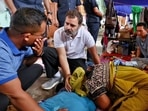 Congress leader Rahul Gandhi meeting family affected by Manipur violence at Moirang last year. Congress leader Rahul Gandhi meeting family affected by Manipur violence at Moirang last year.