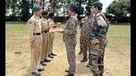 Brig H S Chauhan at the camp inspecting NCC cadets at CATC in Ludhiana on Monday. (HT Photo) Brig H S Chauhan at the camp inspecting NCC cadets at CATC in Ludhiana on Monday. (HT Photo)