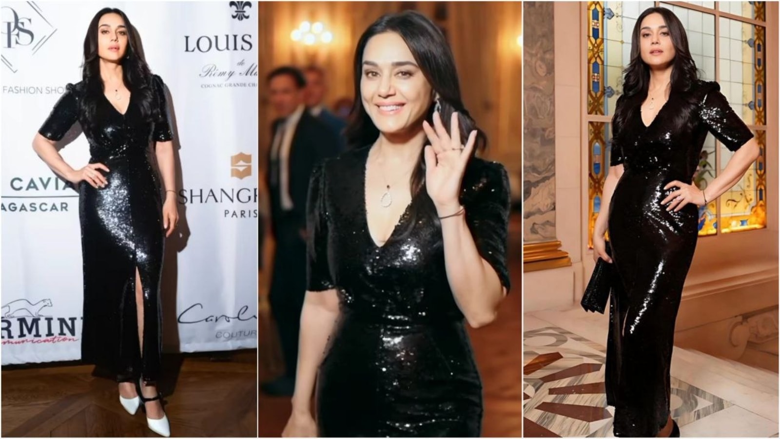 Preity Zinta exudes effortless glamour in sequin-embellished black dress, fans say ‘queen is slaying’. See pics, video