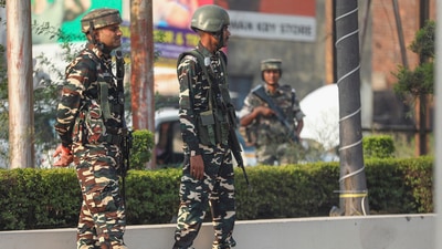 Kishtwar: Security personnel stand guard in Kishtwar district of Jammu and Kashmir, Monday, June 24, 2024. (PTI Photo (PTI) Kishtwar: Security personnel stand guard in Kishtwar district of Jammu and Kashmir, Monday, June 24, 2024. (PTI Photo (PTI)