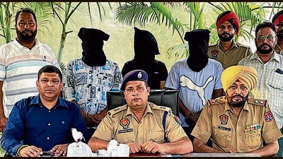 The accused in custody of CIA staff in Ludhiana on Monday. (HT Photo)
