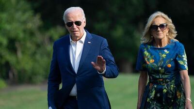 US President Joe Biden and First lady Jill Biden walk to the White House in Washington, DC, on Sunday, as they return after attending campaign events in Pennsylvania. (AFP) US President Joe Biden and First lady Jill Biden walk to the White House in Washington, DC, on Sunday, as they return after attending campaign events in Pennsylvania. (AFP)