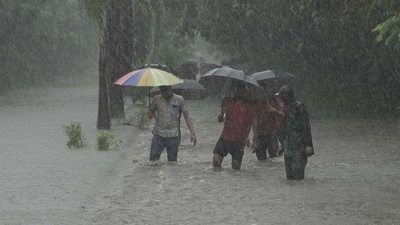 During Heavy rains water logging at Taloja MIDC in Navi Mumbai, India, on Sunday, July 7, 2024.  (Photo by Bachchan Kumar/ HT PHOTO) (HT PHOTO)