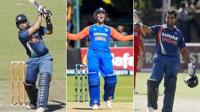 Too early to say but Abhishek Sharma (C) could be on the same path to greatness as Virat Kohli (L) and Rohit Sharma (R) (Getty-ANI)