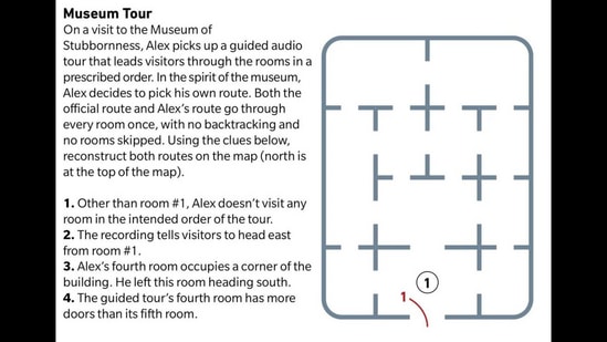 Brain teaser: Can you retrace Alex's route? (Reddit/@EndersGame_Reviewer) Brain teaser: Can you retrace Alex's route? (Reddit/@EndersGame_Reviewer)