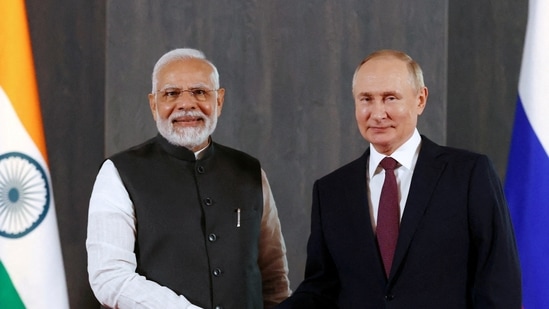 FILE PHOTO: Russian President Vladimir Putin and Indian Prime Minister Narendra Modi | PM Modi's 2-day Russia visit begins today(HT_PRINT)