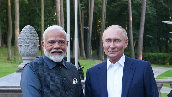 Prime Minister Narendra Modi with Russian President Vladimir Putin.