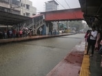 Chunabhatti Railway Station gets waterlogged amid heavy rain, in Mumbai on Monday. Chunabhatti Railway Station gets waterlogged amid heavy rain, in Mumbai on Monday.