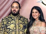 Mumbai: Reliance Industries Chairman Mukesh Ambani's son Anant Ambani and his fiancé Radhika Merchant pose for a photo during the sangeet ceremony ahead of their wedding at Jio World Centre.(ANI ) Mumbai: Reliance Industries Chairman Mukesh Ambani's son Anant Ambani and his fiancé Radhika Merchant pose for a photo during the sangeet ceremony ahead of their wedding at Jio World Centre.(ANI )