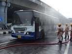 Bengaluru's state-run bus with 30 onboard catches fire on MG Road. VIDEO Bengaluru's state-run bus with 30 onboard catches fire on MG Road. VIDEO