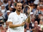 Russia's Daniil Medvedev celebrates after winning his quarter-final match against Italy's Jannik Sinner 