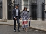 Rishi Sunak, outgoing UK prime minister, and his wife Akshata Murty, depart after his resignation speech outside 10 Downing Street in London, UK, on Friday.(Bloomberg) Rishi Sunak, outgoing UK prime minister, and his wife Akshata Murty, depart after his resignation speech outside 10 Downing Street in London, UK, on Friday.(Bloomberg)