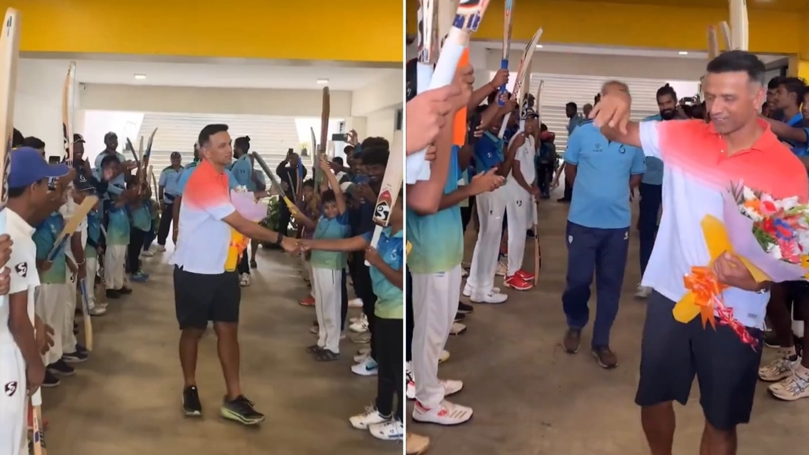 Rahul Dravid urges kids to lower their bats on receiving guard of honour, hero’s welcome in Bengaluru Cricket Academy