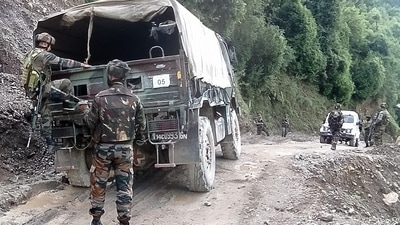 Kathua, Jul 09 (ANI): Security personnel conduct a search operation, where an army convoy was attacked by terrorists in the Machedi area, in Kathua on Tuesday. Reportedly, five Indian soldiers lost their lives in the attack. Kathua, Jul 09 (ANI): Security personnel conduct a search operation, where an army convoy was attacked by terrorists in the Machedi area, in Kathua on Tuesday. Reportedly, five Indian soldiers lost their lives in the attack.