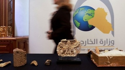 Iraq exhibits stolen ancient artefacts returned by US and other countries (Photo by Twitter/Reuters) Iraq exhibits stolen ancient artefacts returned by US and other countries (Photo by Twitter/Reuters)