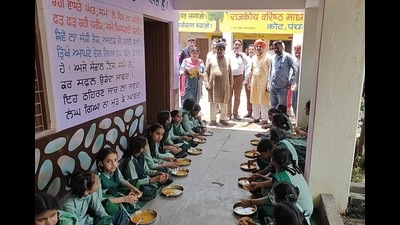 Haryana assembly speaker Gian Chand Gupta during inspection at a government school in Panchkula on Tuesday. (Sant Arora/HT)