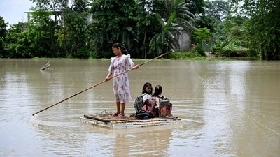 Assam Governor Gulab Chand Kataria said there have been more casualties this year in floods and large swathes have been affected.(Photo by Biju BORO / AFP) (AFP) Assam Governor Gulab Chand Kataria said there have been more casualties this year in floods and large swathes have been affected.(Photo by Biju BORO / AFP) (AFP)