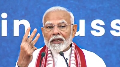 Prime Minister Narendra Modi addresses the Indian community in Russia during a programme, in Moscow, (PTI) (PTI) Prime Minister Narendra Modi addresses the Indian community in Russia during a programme, in Moscow, (PTI) (PTI)