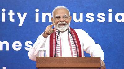 Prime Minister Narendra Modi addresses the Indian community in Russia on Tuesday. (PTI Photo) Prime Minister Narendra Modi addresses the Indian community in Russia on Tuesday. (PTI Photo)